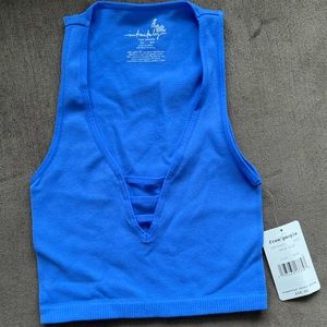 NEW Free People Intimately Washed Seamless Crop Top Neon Blue